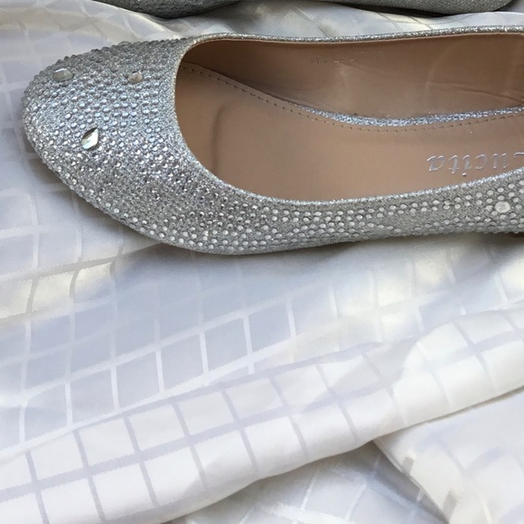 Enimay Womens Classic Slip On Rhinestone Stud Glitter Ballerina Ballet - Picture 8 of 9